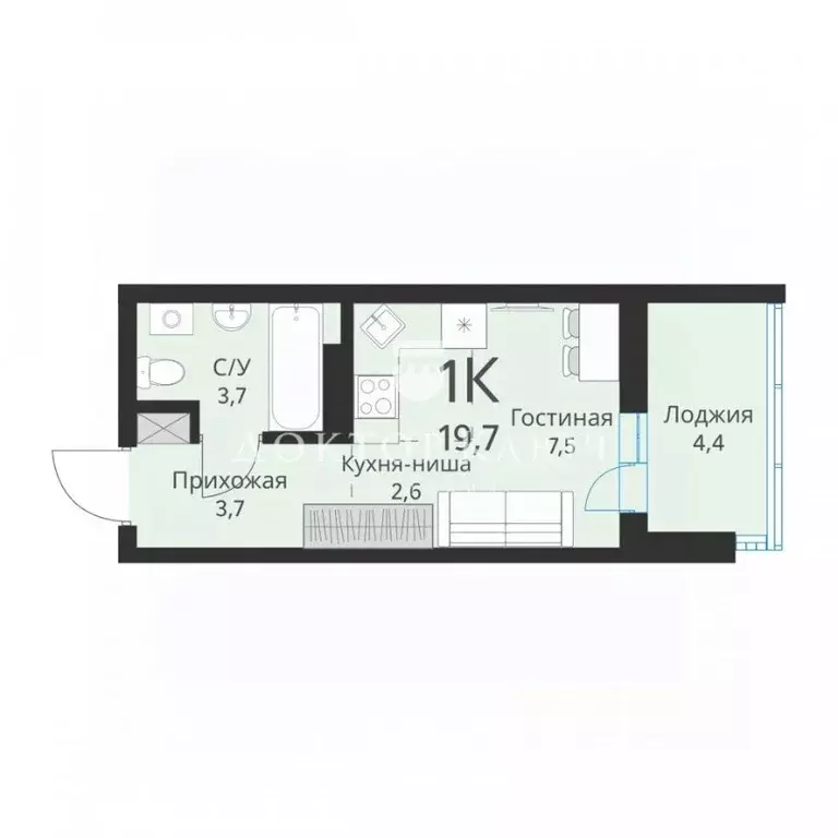 Студия Новосибирская область, Новосибирск ул. Объединения, 28 (19.7 м) - Фото 2