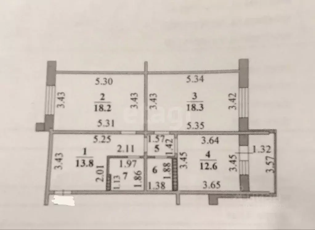 2-к кв. Липецкая область, Липецк ул. Е.И. Замятина, 1 (71.2 м) - Фото 1