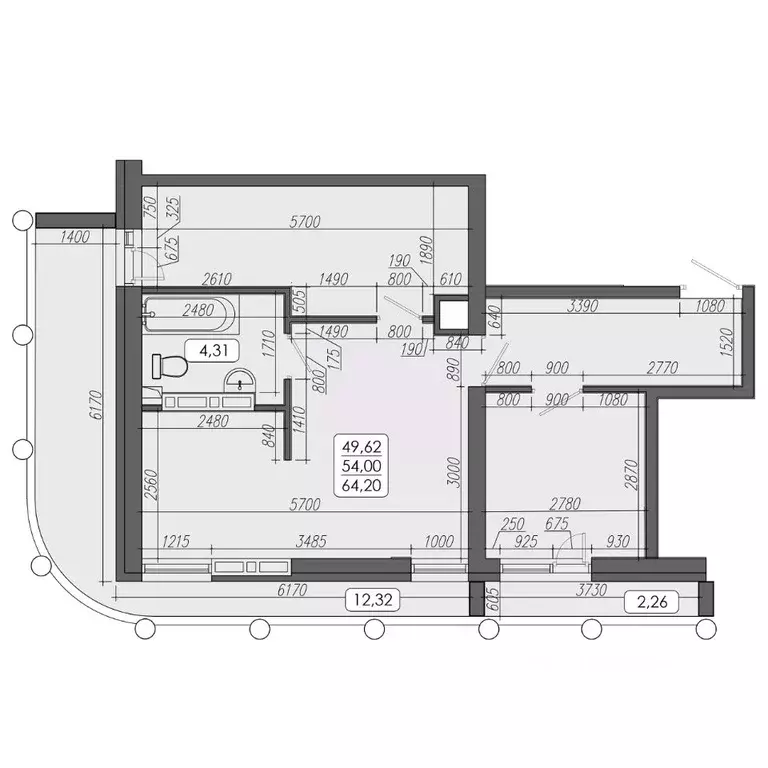 2-к кв. Приморский край, Владивосток ул. Мыс Кунгасный, 3Б (54.0 м) - Фото 0
