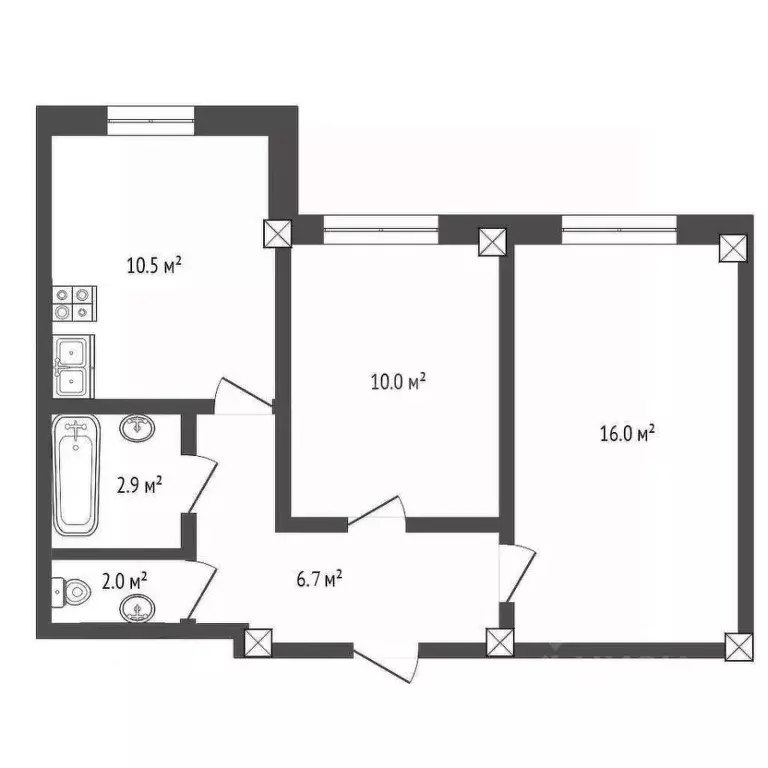 2-к кв. Московская область, Красногорск бул. Космонавтов, 1 (48.1 м) - Фото 1