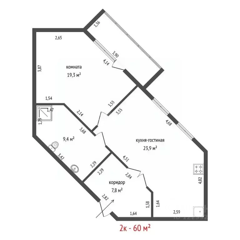 1-к кв. Свердловская область, Екатеринбург ул. Радищева, 31 (60.0 м) - Фото 2