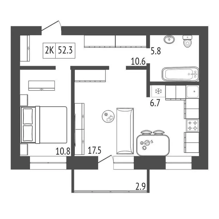 Продаётся 1-к квартира, 51.8 м - Фото 0