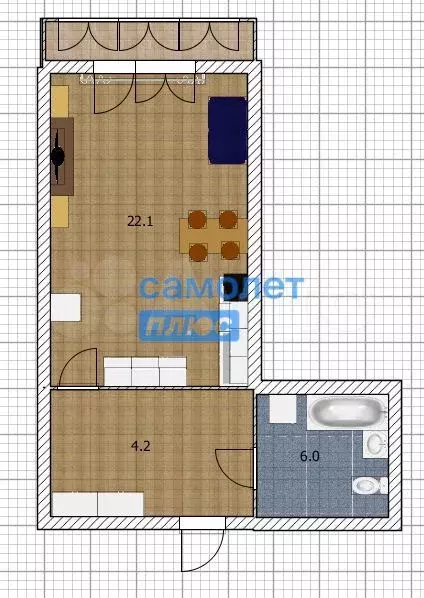 Квартира-студия, 32,3 м, 4/9 эт. - Фото 0