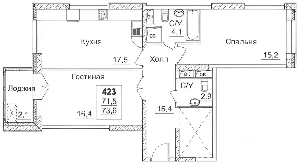 2-к кв. Москва Хорошевское ш., 25Ак2 (72.2 м) - Фото 2