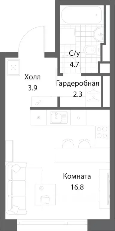 Студия Москва Нагатино Ай-Ленд жилой комплекс, к1 (27.7 м) - Фото 0