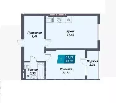 1-к кв. Новосибирская область, Новосибирск Закаменский мкр, 21 (41.96 ... - Фото 1