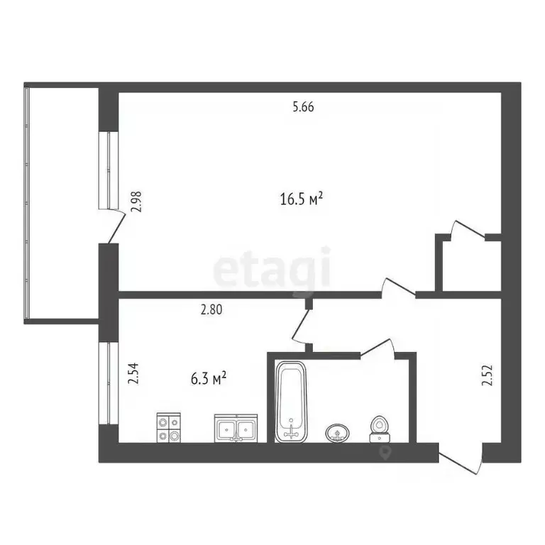 1-к кв. Калужская область, Балабаново г. Боровский муниципальный ... - Фото 2