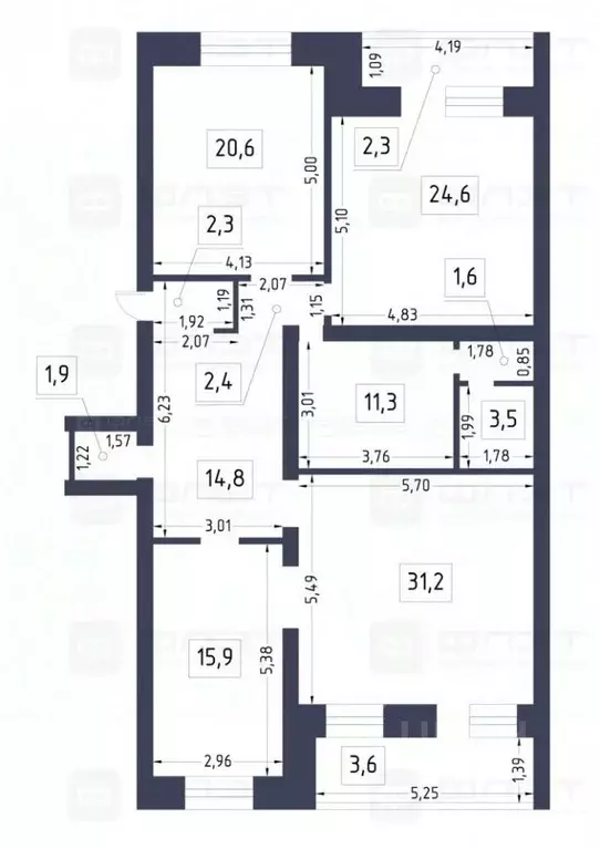 3-к кв. Татарстан, Казань ул. Марселя Салимжанова, 15/8в (136.0 м) - Фото 2
