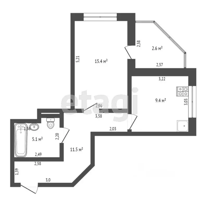 Студия Омская область, Омск Пригородная ул., 29/2 (45.0 м) - Фото 1