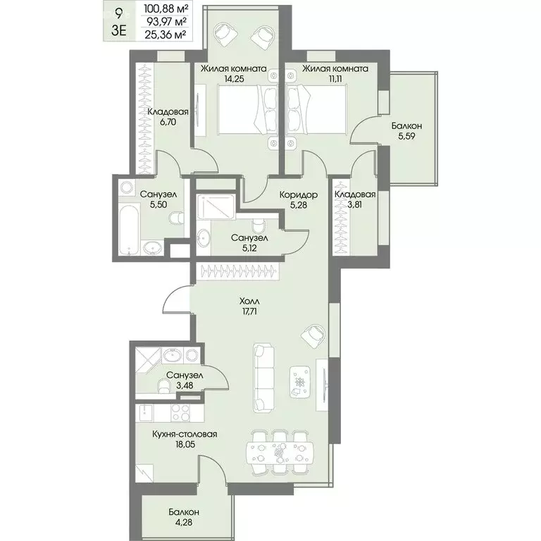 2-комнатная квартира: городской посёлок Рощино, ЖК Резиденция Рощино ... - Фото 1