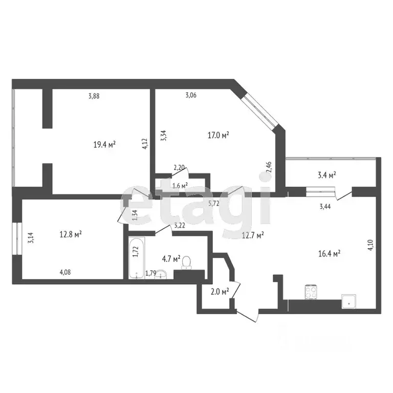 3-к кв. Омская область, Омск просп. Комарова, 21 (81.1 м) - Фото 1