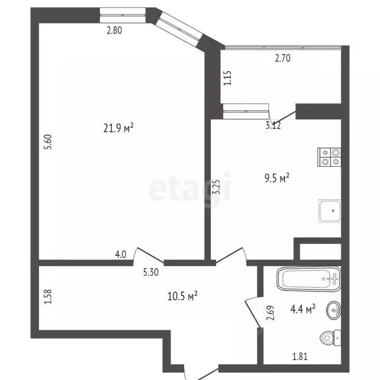 1-к кв. Московская область, Клин ул. Чайковского, 60к2 (46.3 м) - Фото 1
