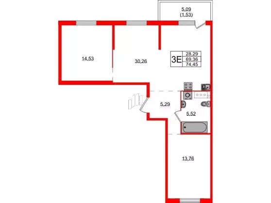 Продаётся 2-к квартира, 74 м - Фото 1