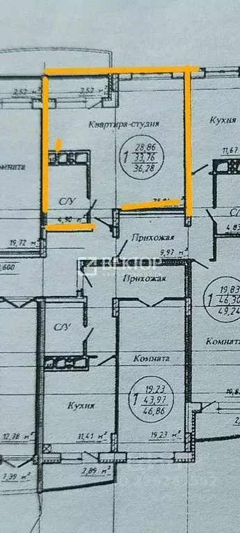 Студия Ивановская область, Иваново ул. 1-я Сосневская, 6 (34.0 м) - Фото 1