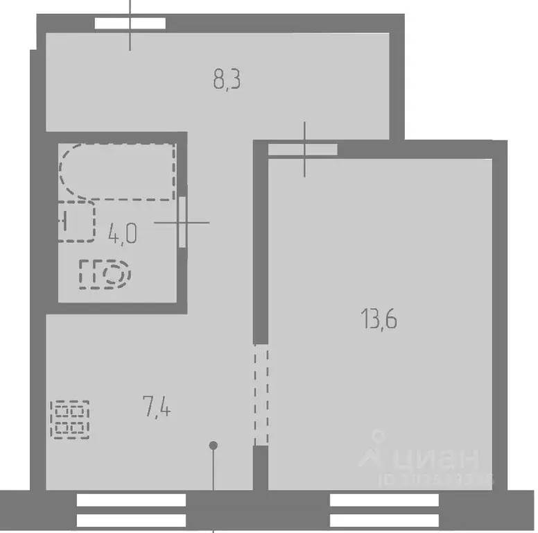 1-к кв. Санкт-Петербург ул. Одоевского, 21к1 (32.9 м) - Фото 1