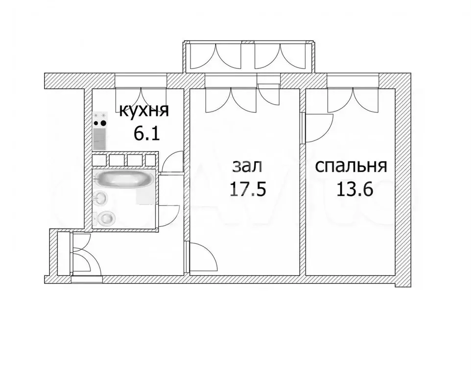 2-к. квартира, 46 м, 4/5 эт. - Фото 0