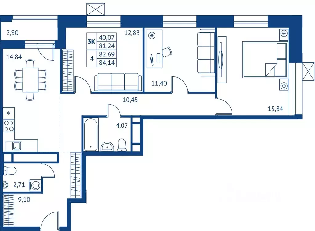 3-к кв. Московская область, Королев Новые Подлипки мкр, Поколение ... - Фото 1