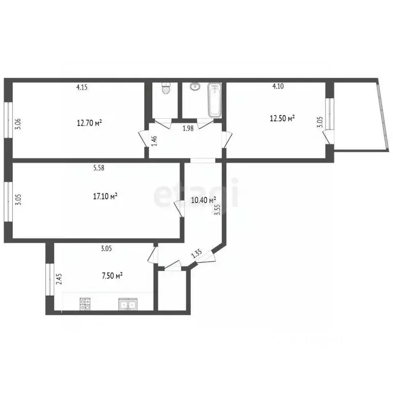 3-к кв. Чувашия, Чебоксары Университетская ул., 29 (65.2 м) - Фото 1