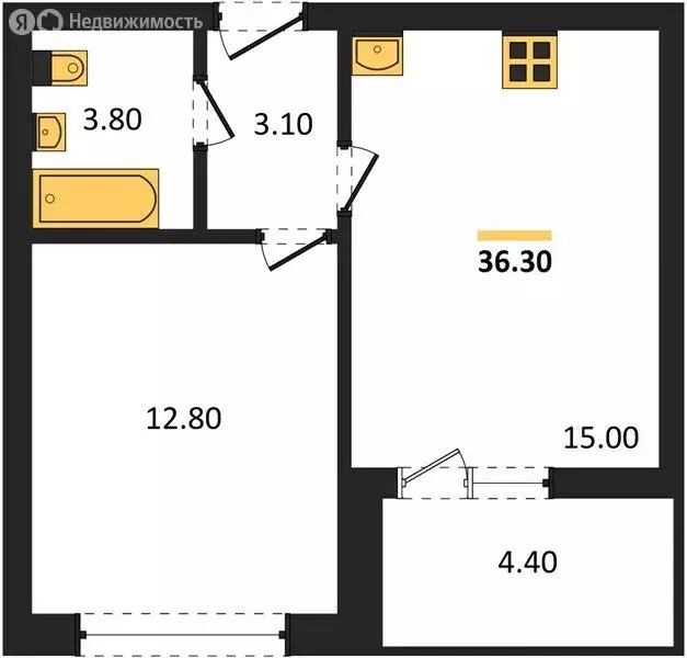1-комнатная квартира: Воронеж, проспект Труда, 93к4 (36.3 м) - Фото 1