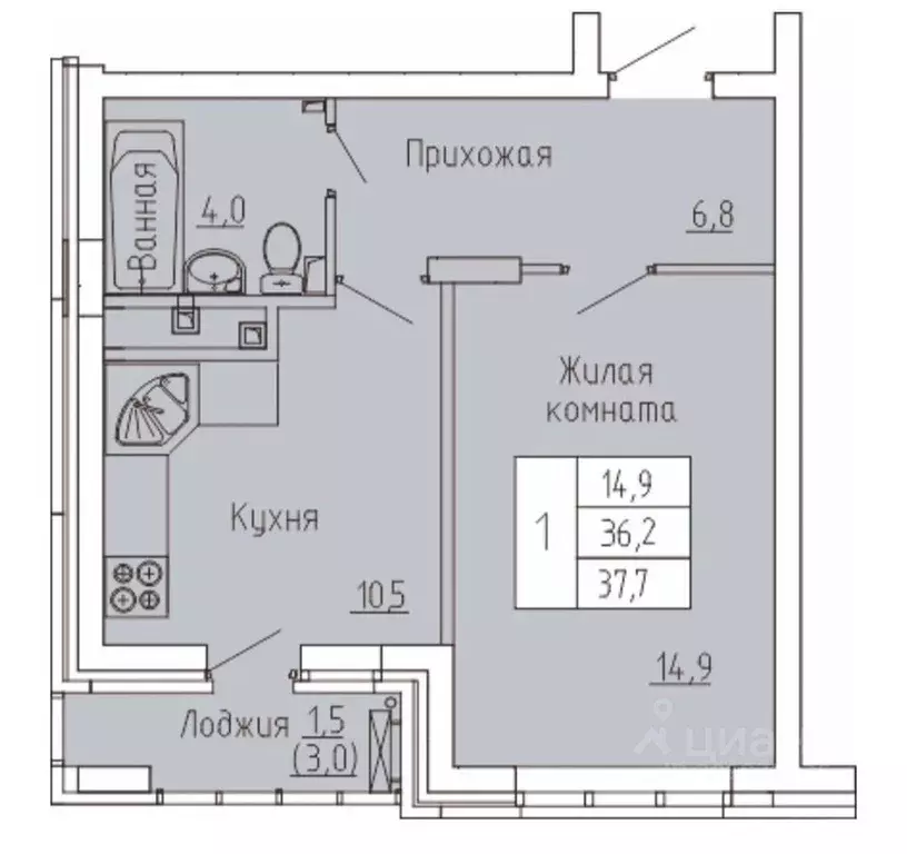 1-к кв. Воронежская область, Воронеж Беговая ул., 49 (37.0 м) - Фото 0