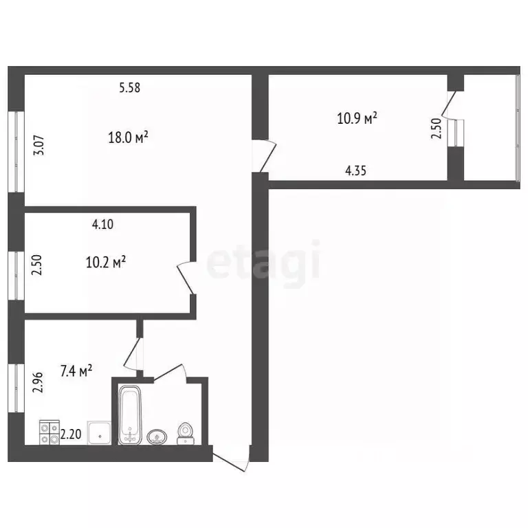 3-к кв. Архангельская область, Архангельск просп. Дзержинского, 21к1 ... - Фото 2