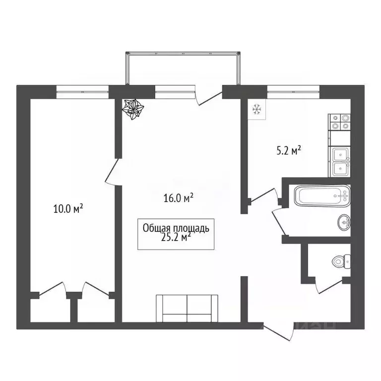 Комната Новосибирская область, Новосибирск ул. Мичурина, 23 (10.0 м) - Фото 1