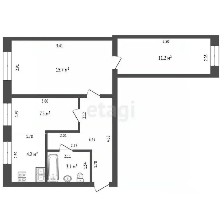 2-к кв. Тюменская область, Тюменский муниципальный округ, с. Успенка ... - Фото 1