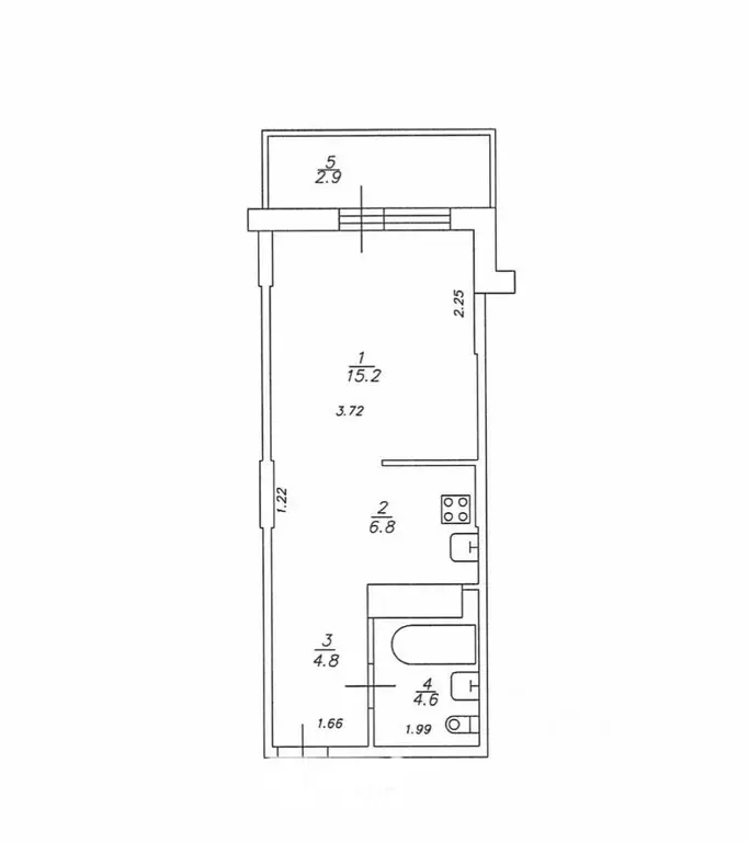 1-к кв. Татарстан, Казань ул. Галимджана Баруди, 4к2 (34.3 м) - Фото 2