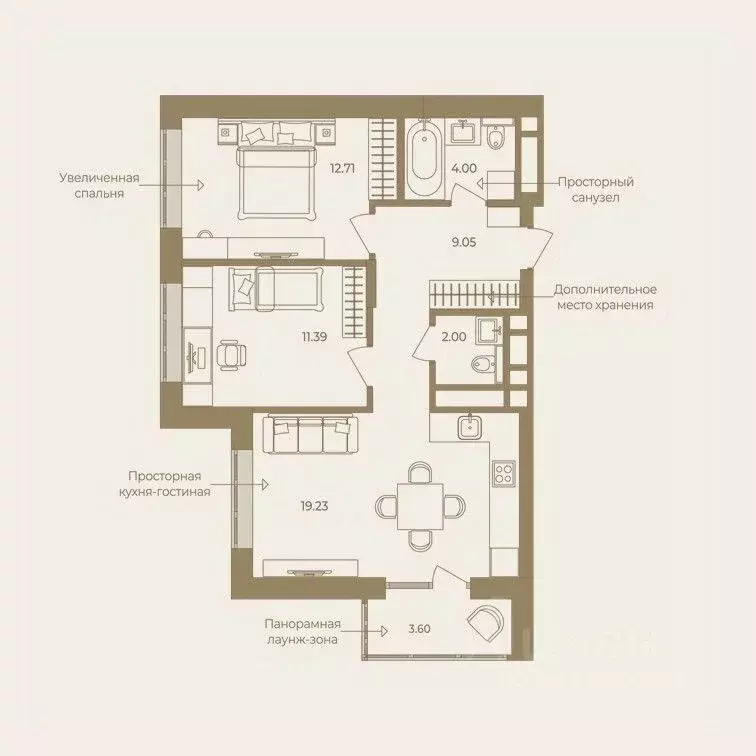 2-к кв. Ханты-Мансийский АО, Ханты-Мансийск ул. Энгельса, 18 (61.98 м) - Фото 0