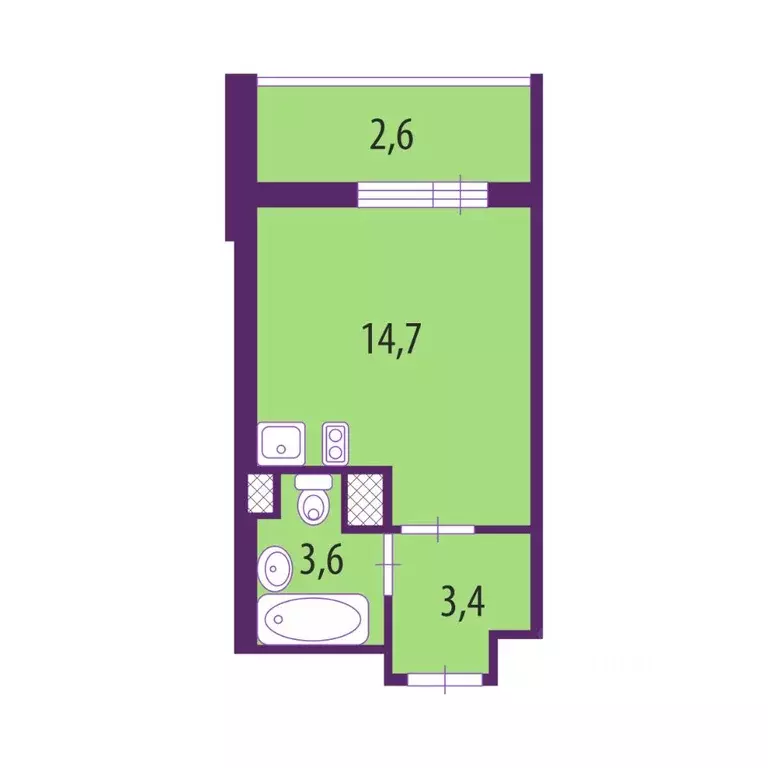 Студия Санкт-Петербург ул. Крыленко, 1к1с6 (21.7 м) - Фото 2