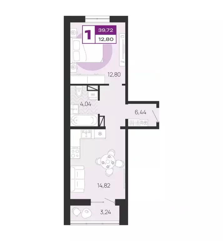 1-к кв. Брянская область, Брянск ул. А.К. Толстого, 3Б (39.72 м) - Фото 1