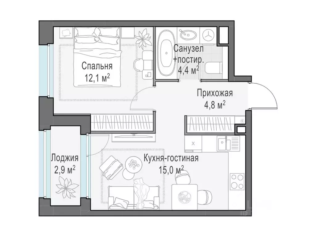 1-к кв. Московская область, Мытищи Белый Grad жилой комплекс, к11.1 ... - Фото 0
