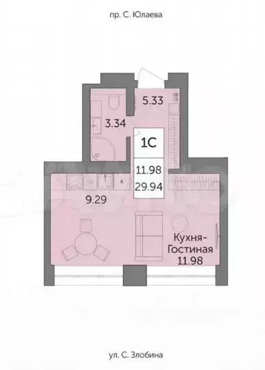 Квартира-студия, 29,9м, 4/25эт. - Фото 0