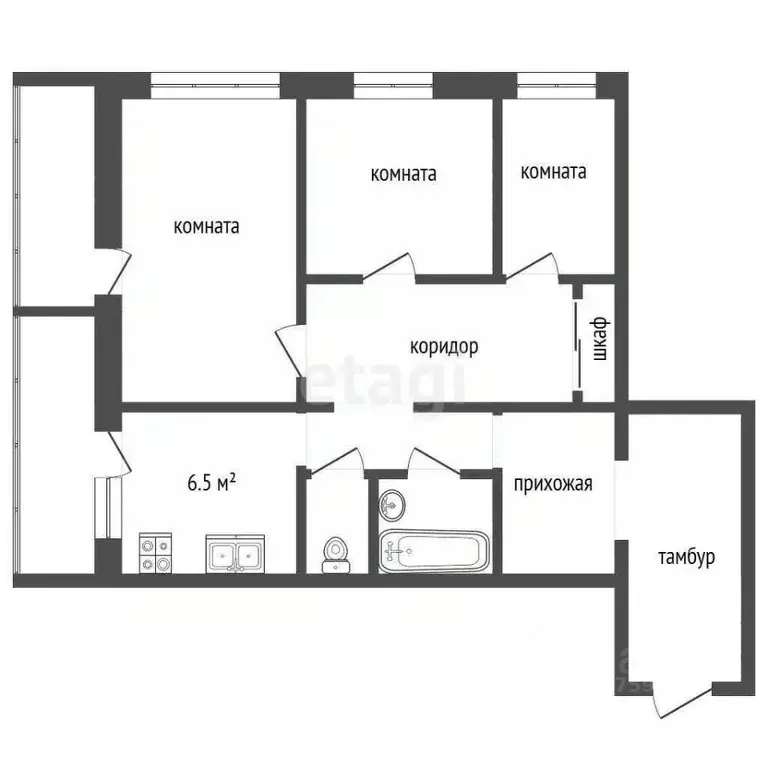 3-к кв. Ярославская область, Ярославль ул. Панина, 24А (63.5 м) - Фото 2
