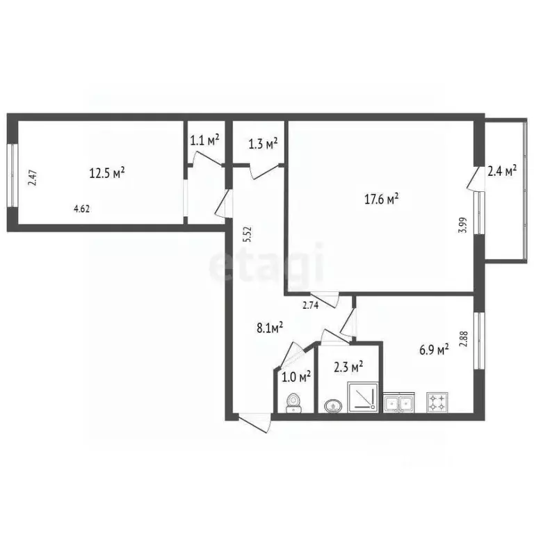 2-к кв. Санкт-Петербург Дачный просп., 21К5 (50.8 м) - Фото 2