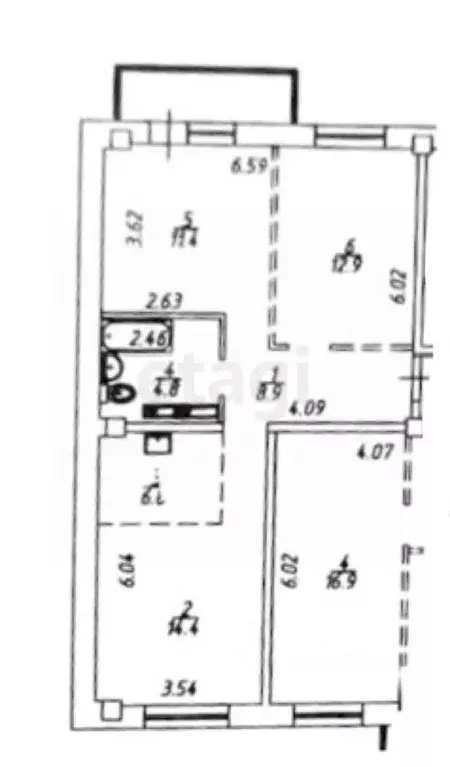 2-к кв. Иркутская область, Иркутск ул. Красноказачья, 23/3 (59.2 м) - Фото 2