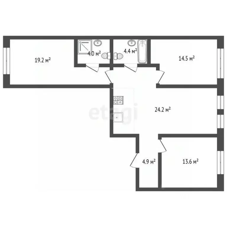 3-к кв. Ханты-Мансийский АО, Сургут Игоря Киртбая ул., 30 (100.7 м) - Фото 1