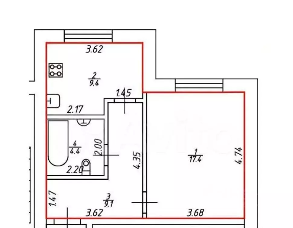 1-к кв. Калужская область, Калуга ул. Плеханова, 92 (40.3 м) - Фото 2