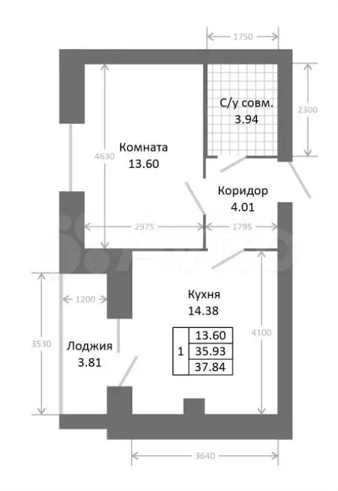 1-к. квартира, 37,8 м, 2/5 эт. - Фото 0