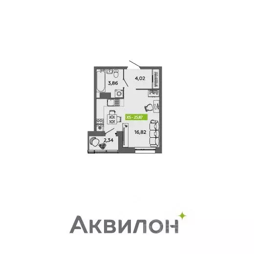 Студия Архангельская область, Архангельск 6-й мкр,  (25.87 м) - Фото 0