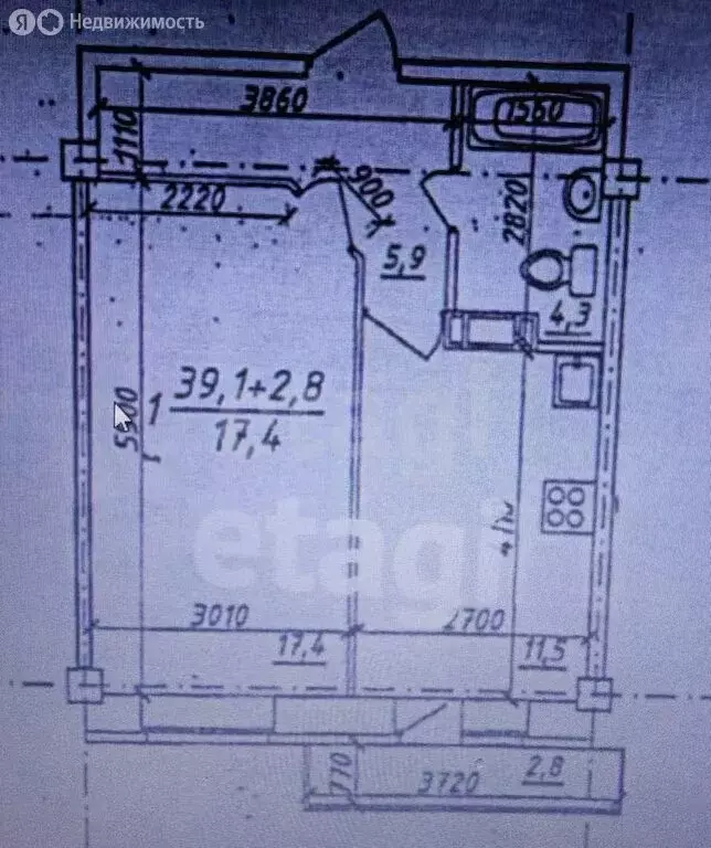 1-комнатная квартира: Абакан, улица Кирова, 118 (38.8 м) - Фото 1