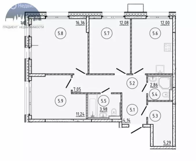 3-комнатная квартира: Казань, улица Сибирский Тракт, 34к4 (75 м) - Фото 0