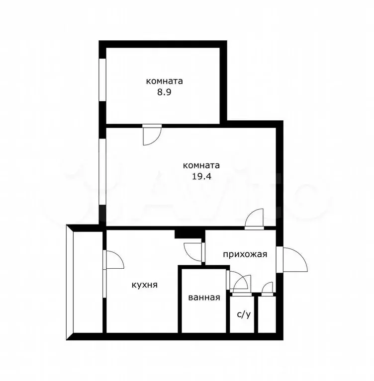 2-к. квартира, 46,5 м, 7/9 эт. - Фото 0
