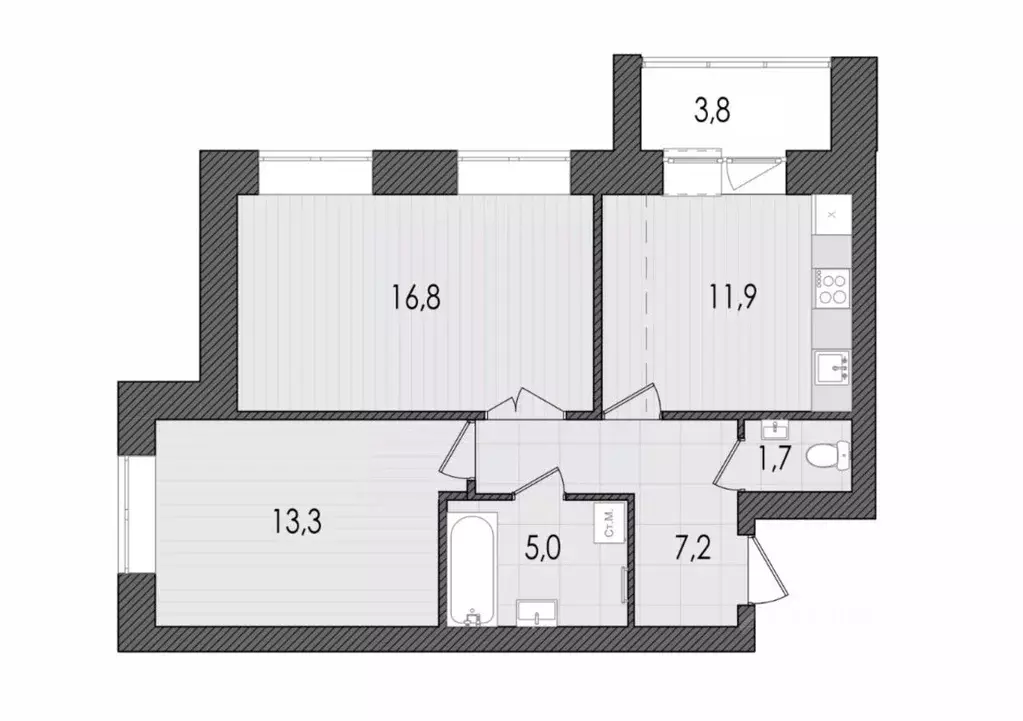2-к кв. Кировская область, Киров ул. Капитана Дорофеева, 22 (59.7 м) - Фото 1