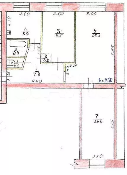 3-к. квартира, 58,1 м, 1/5 эт. - Фото 0