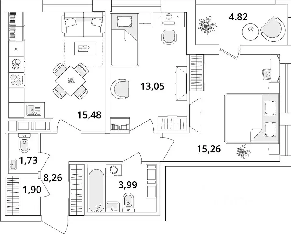 2-к кв. Санкт-Петербург Кубинская ул., 82к3с1 (62.4 м) - Фото 0