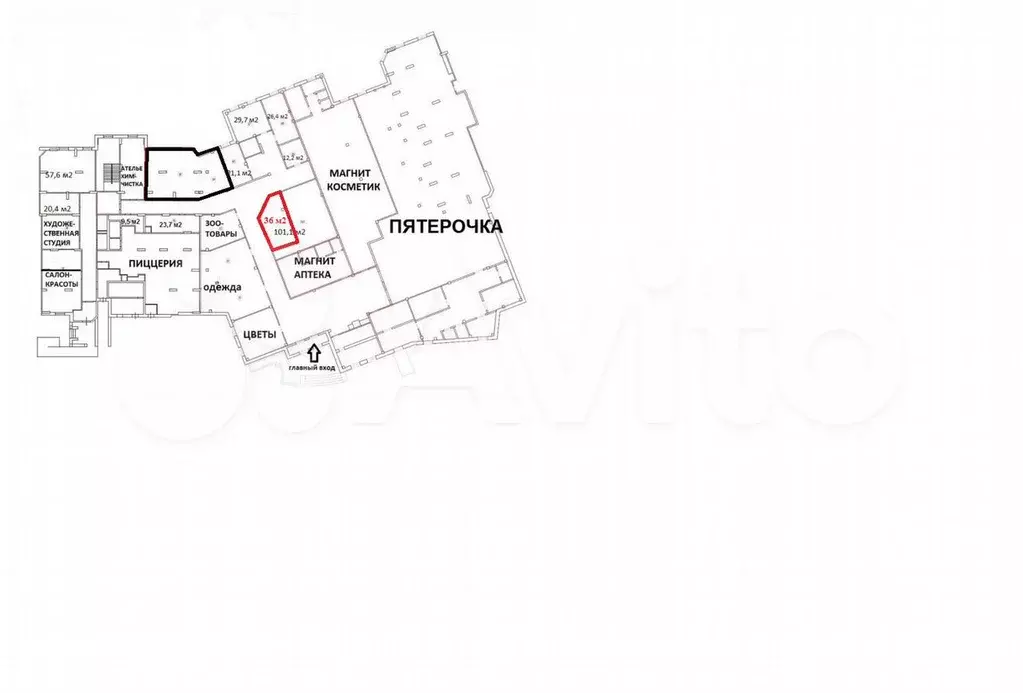 Арендда в ТЦ Жемчужный 36 м2 - Фото 0