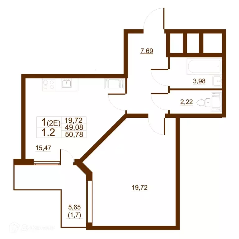 Продаётся 1-к квартира, 50.78 м - Фото 0