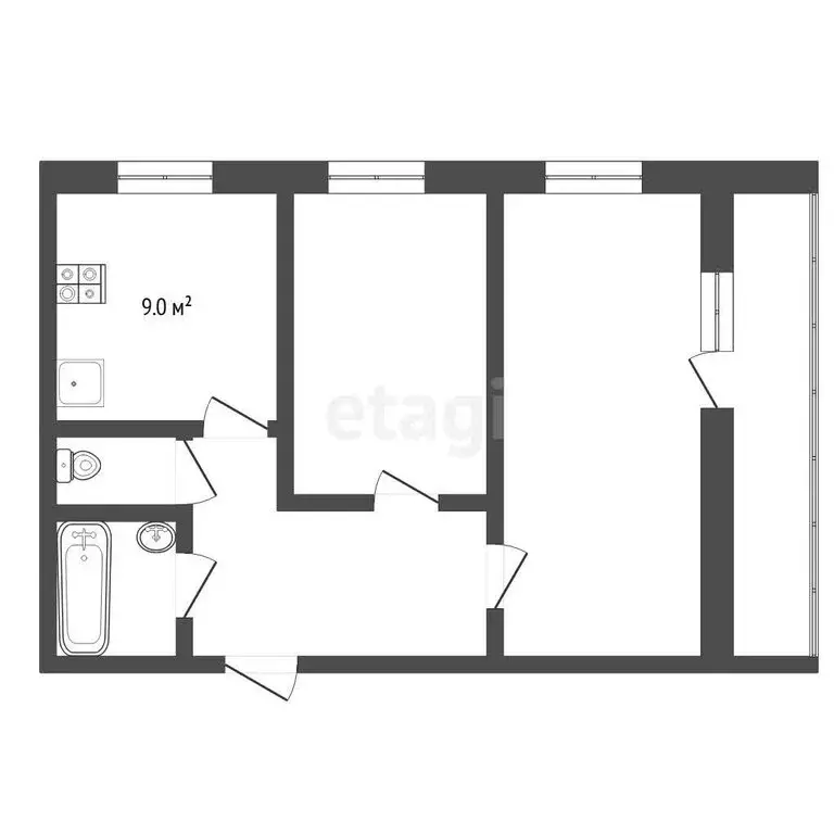 2-комнатная квартира: Тюмень, улица Московский Тракт, 131 (50.5 м) - Фото 1