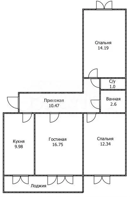 3-к. квартира, 68 м, 7/10 эт. - Фото 0